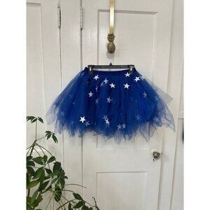 Women’s size medium blue tulle white stars skirt